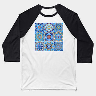 Moroccan arabic oriental tile pattern Blue Baseball T-Shirt